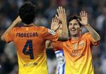 Målorgie. Messi og Fabregas fik rig lejlighed til at juble. 