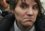 protest. Det løsladte medlem af punkbandet Pussy Riot deltog i en protestdemonstration i Moskva lørdag. (arkiv) 