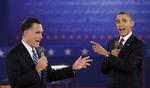 Udenrigsduel. Mitt Romney (t.v.) ventes at være i angriberens rolle i nattens debat mod præsident Barack Obama om udenrigspolitik. Her ses kandidaterne ved sidste uges duel i Hempstead, New York. 