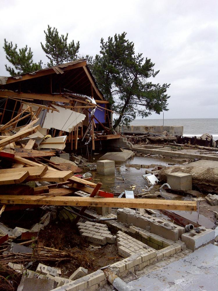Ødelagte huse på Coney Island. 