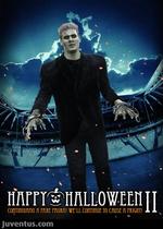 skræmmende. Nicklas Bendtner er blevet klædt ud som Frankensteins monster i Juventus' Halloween-markering på klubbens Facebook-side. 