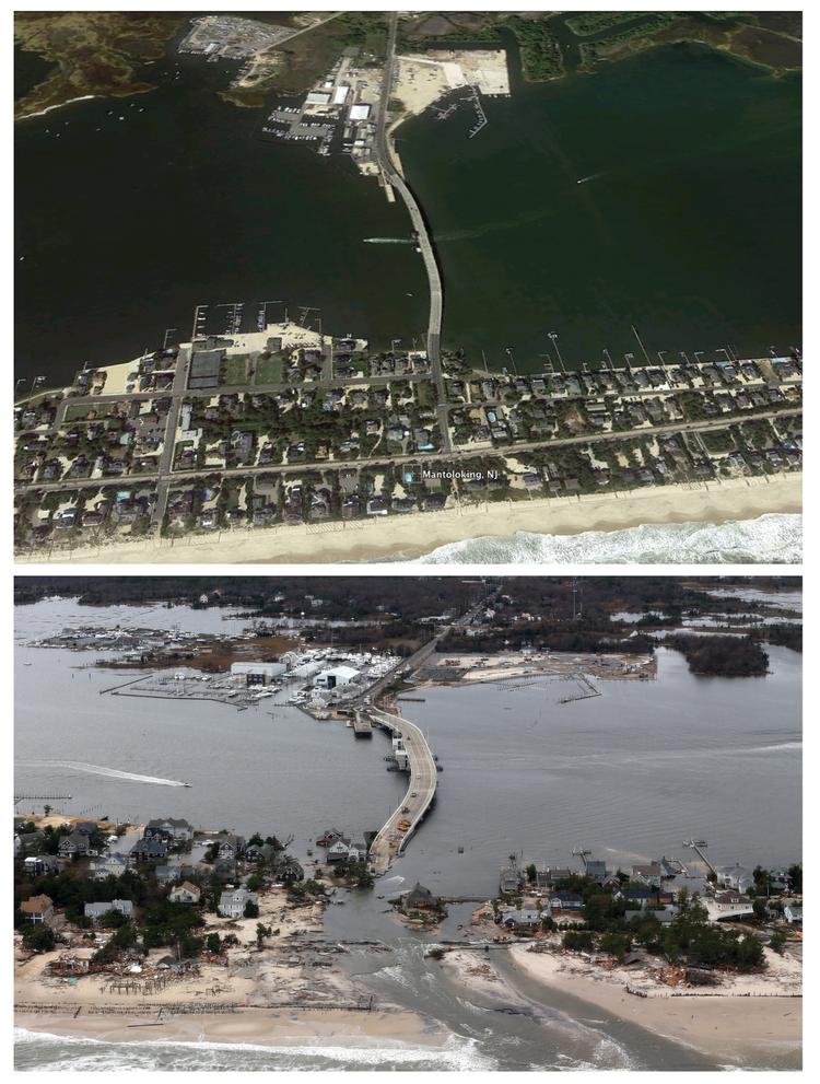Før og efter: Sådan så Mantoloking, New Jersey, ud før og efter Sandy kom forbi. 