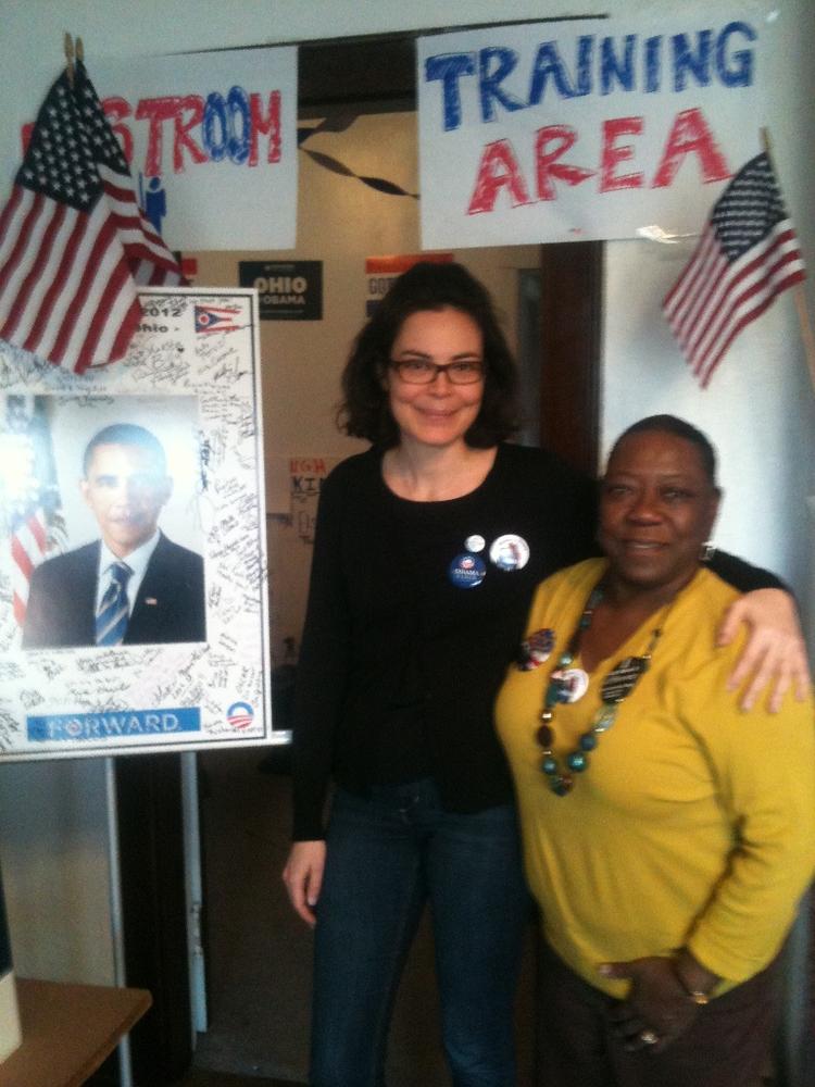 Støtte. Gunvor Holm Wibroe (tv.) på kampagnekontoret i Ohio. 