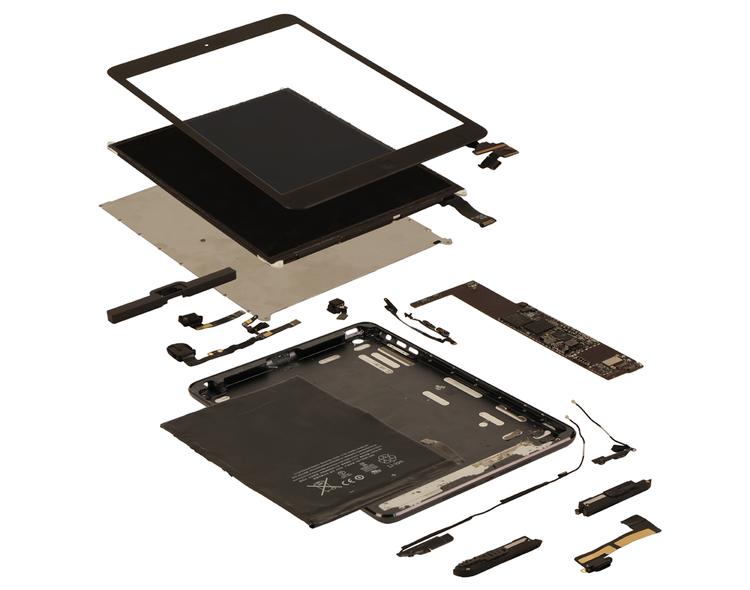 SAMLESÆT. Sådan ser en iPad mini ud, hvis man skiller den ad i smådele. (Foto: IHS) 