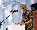 Fødselar. Jurist Marianne Højgaard Pedersen på podiet. 