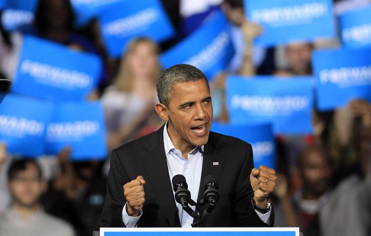 Storfavorit? Præsident Obama talte i Columbus, Ohio, i aftes. I dagene op til har nogle af USA's mest prominente mediefolk om, hvorvidt han var favorit eller ej. 