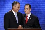 Frontfigur. John Boehner (til venstre) fra Ohio vil også de næste to år lede Repræsentanternes Hus. Her ses han på dette års konvent med lederen af konventet, Reince Priebus. 