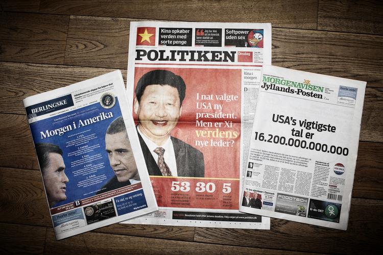 Forsøg. Morgenaviserne havde deadline langt før, valget i USA var afgjort, men prøver med hver deres bud at virke friske. 