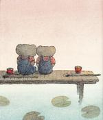 Elefantisk. Store følelser i store kroppe - her fredelige. Fra Ida Jessens 'Da Carl blev rasende'.  Tegning: Hanne Bartholin 