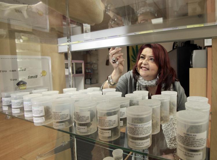 CANNABISBUTIK. Yamileth Bolanos i sin butik i Los Angeles, hvor hun har solgt cannabis til syge kunder. Forretningen var en af de mange, der skød op efter lovliggørelsen af behandlingscannabis i Californien. Men de mange butikker fik kritik af bystyret. 