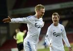 Mål. Nicolai Jørgensen scorede to mål for FCK i aftenens kamp mod AaB. 