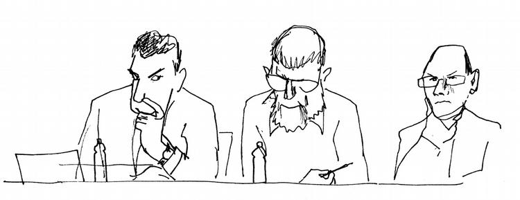 AFHØRING. Her er kommissionen, som lytter, mens vidnerne i skattesagen udtaler sig. 