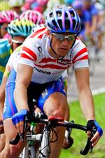 hold-skifte. Russeren Jevgenij Petrov ses her under Tour de France i 2005. 