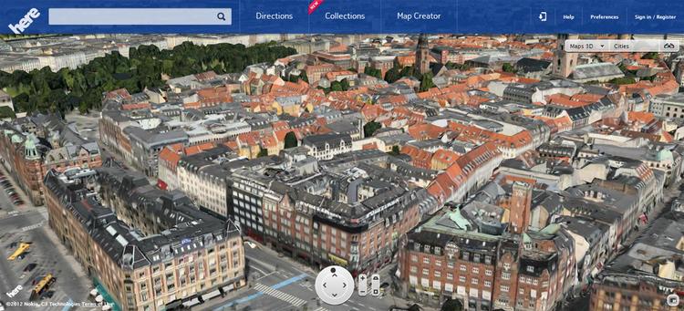 KORTDATA. Sådan ser København ud med Politikens Hus i forgrunden, når man ser på 3D-udgaven af Nokias nye korttjeneste, HERE. 