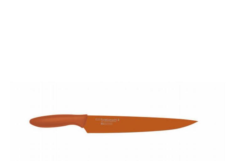 Denne lækre og farverige kniv fra japanske Kai er smedet i stål og belagt med en farvet antislip coating. 