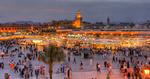 Markedsstemning. Marrakech har det største traditionelle marked i Marokko, og det store torv Djemaa el-Fnaa er eftersigende det travleste i Afrika. 