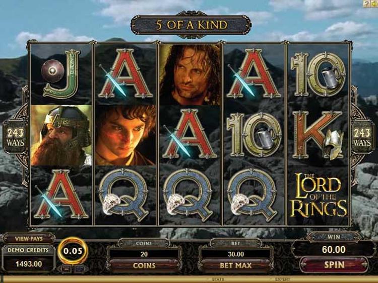ONLINEGAMBLING. Skærmbilledet ovenfor er fra en en online-version af en 'Ringenes Herre'-enarmet tyveknægt, der har gjort J.R.R. Tolkiens familie sure. 