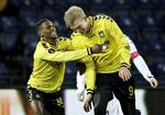 glæde. Quincy Antipas og Simon Makienok Christoffersen jubler efter sidstnævntes mål mod Horsens. 