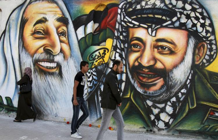 afbilledet. Yassir Arafats billede præger gadebilledet mange steder i Gaza. 