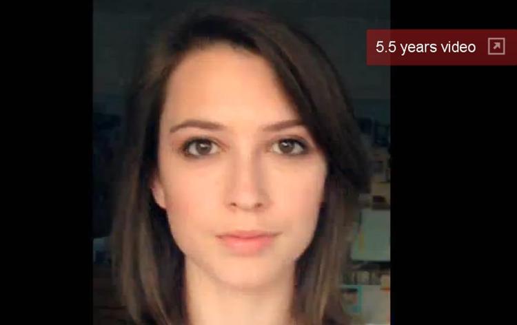 Udvikling. Hende her tog et billede af sig selv en gang imellem i løbet af 5½ år. Hun gør det sikkert stadig. 