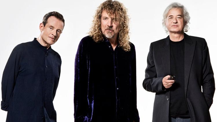 GENFORENET. Der er tilsyneladende kold luft mellem bassisten John Paul Jones (tv.) og de to andre overlevende Led Zeppelin-medlemmer, Robert Plant (i midten) og Jimmy Page (th.). Bandet gendannes nu i forbindelse med en prisfest og et besøg hos David Letterman i 'Late Show'. 