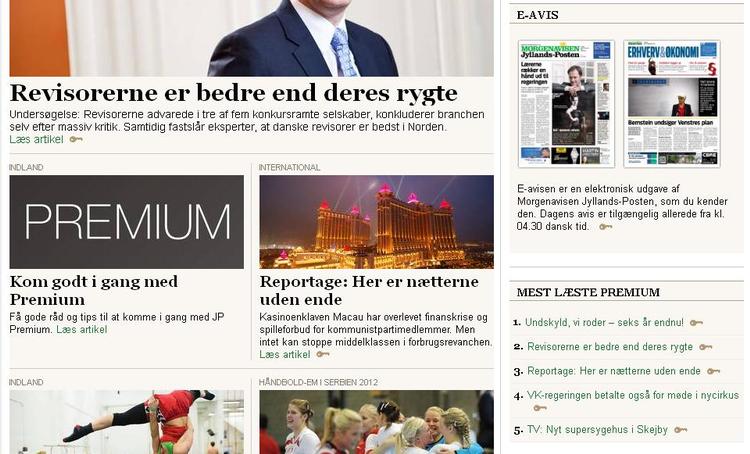 premium. Jyllands-Posten har indført betaling for dele af netavisen. »Kvalitet koster«, lyder det fra chefredaktøren. 