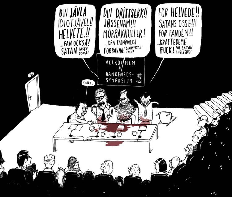 bandeord. Nordiske sprogforskere mødes i morgen i København for at diskutere bandeord. Tegning: Philip Ytournel 
