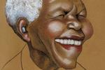 Nelson Mandela tegnet af Politikens Anne-Marie Steen Petersen. 