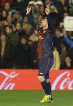 Jubel. Lionel Messi scorede i aften to gange  Barcelona. 
