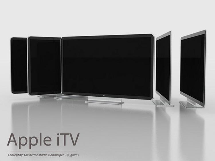 PROTOTYPE. Angiveligt er Apple allerede langt i processen med at teste deres kommende tv-apparat. Hvis det står til designeren Guilherme Schaslepen, kommer det til at se sådan ud (Foto-mockup: Guilherme SchaslepenI 