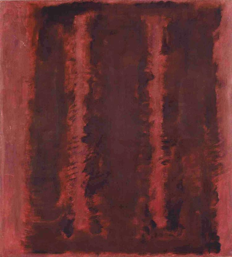 Rothko. Udsnit af det vandaliserede værk - se det i fuld figur nederst. Mark Rothko (1903-70) kom til USA fra Rusland som ti-årig. Han anses for at være en af USA's vigtigste efterkrigstidskunstnere. I maj fik et af hans malerier, 'Orange, Red, Yellow' hammerslag på en lille halv milliard kroner ved en auktion i New York. 