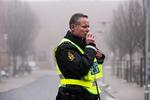 Afspærret. Politiet sendte i går de studerende hjem fra Handelshøjskolen i Aarhus efter bombetruslen. 