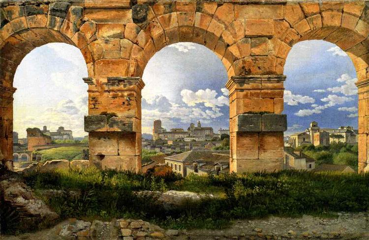 Kikkert. C.W. Eckersbergs maleri er ret utraditionel i sin synsvinkel. En mulighed er, at Eckersberg anvendte en af tidens optiske medier: en kikkert til hjælp i den kunstneriske proces. 