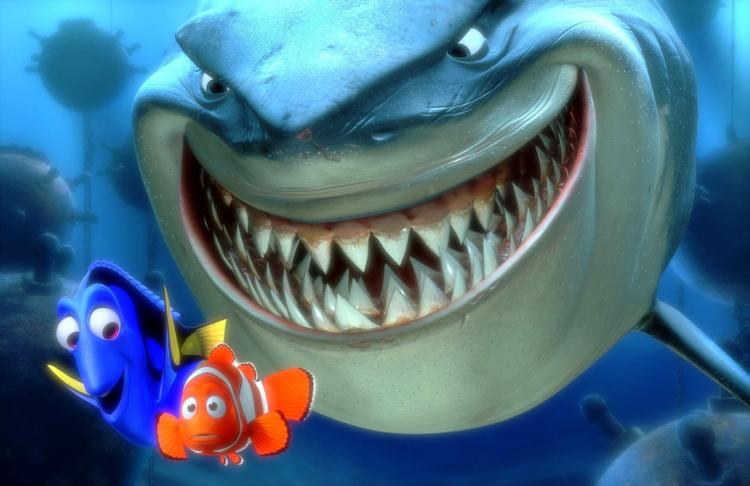Brucie. Nemo's far og hans hukommelses-besværede ledsagerske med deres hjælpsomme, og kun lejlighedsvis blodtørstige, haj-ven. 