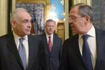topmøde. Sergej Lavrov (th.) mødtes i dag med Egyptens udenrigsminister, Mohamed Kamel Amr. 