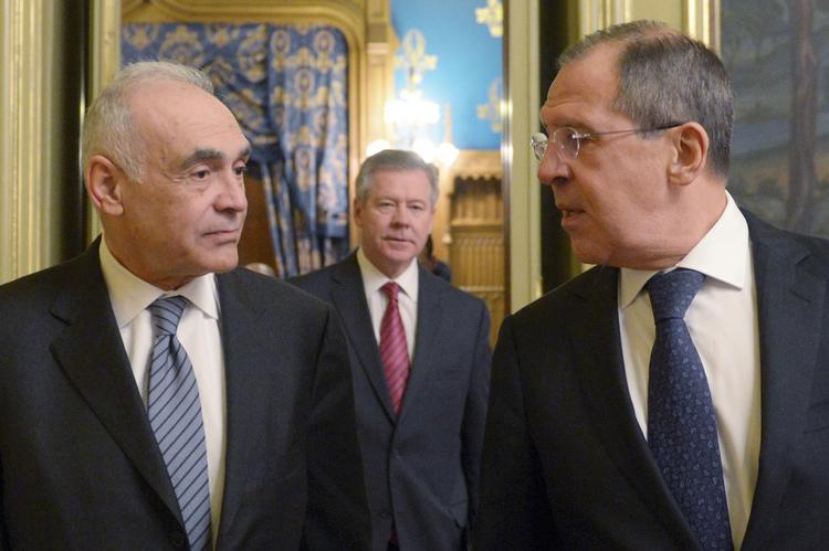 topmøde. Sergej Lavrov (th.) mødtes i dag med Egyptens udenrigsminister, Mohamed Kamel Amr. 