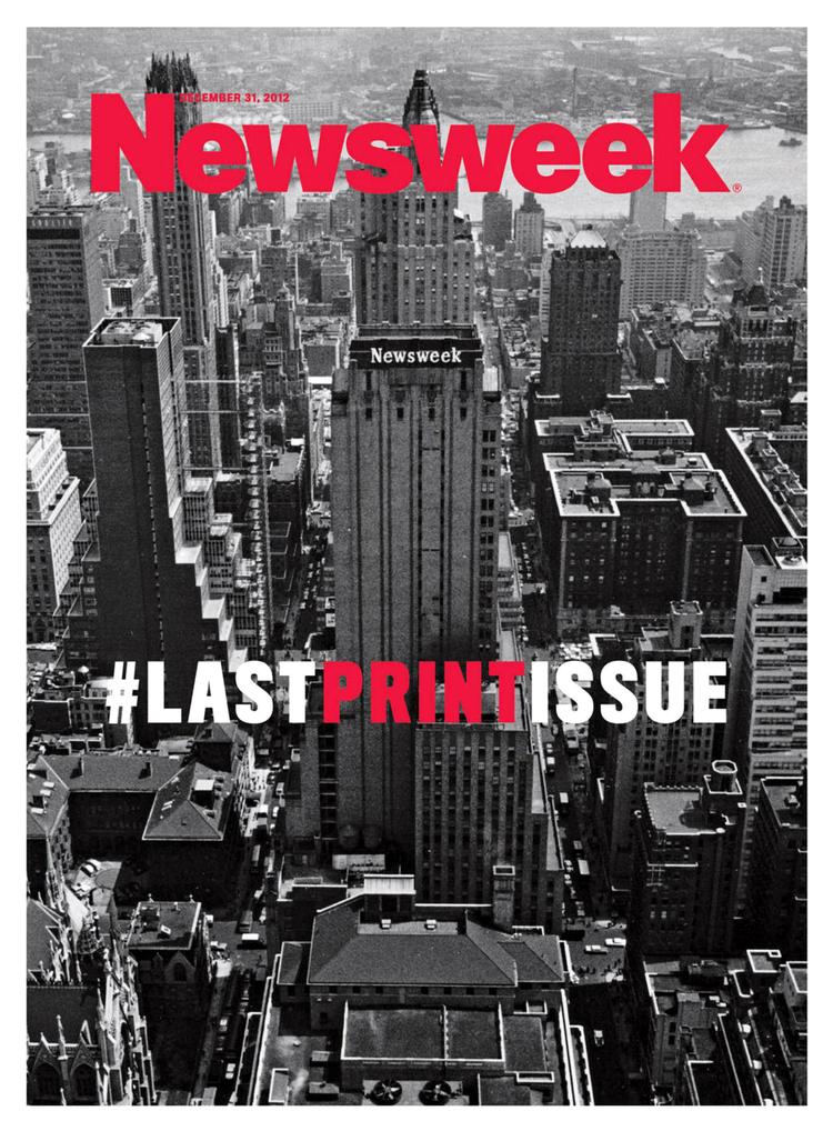 Afsked. Newsweek siger farvel i samme farver, som bladet var trykt i første gang for næsten otte årtier siden; i sort og hvidt og rødt. 
