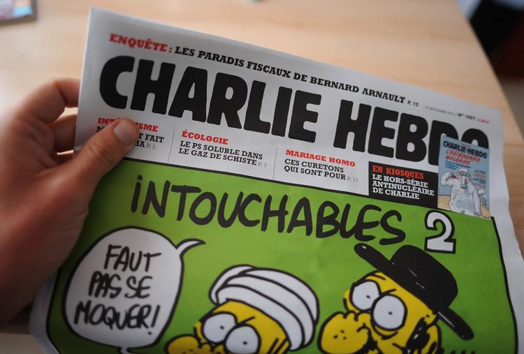 provoblad. Magasinet Charlie Hebdo i Frankrig udgav titligere på året en stribe karikaturtegninger, der bl.a. forestillede profeten Muhammed. (arkiv) 