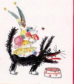 Kanin til hunds. Piet Grobler  eksperimenterer både med billedsprog, farvevalg og de afrikanske rødder. 