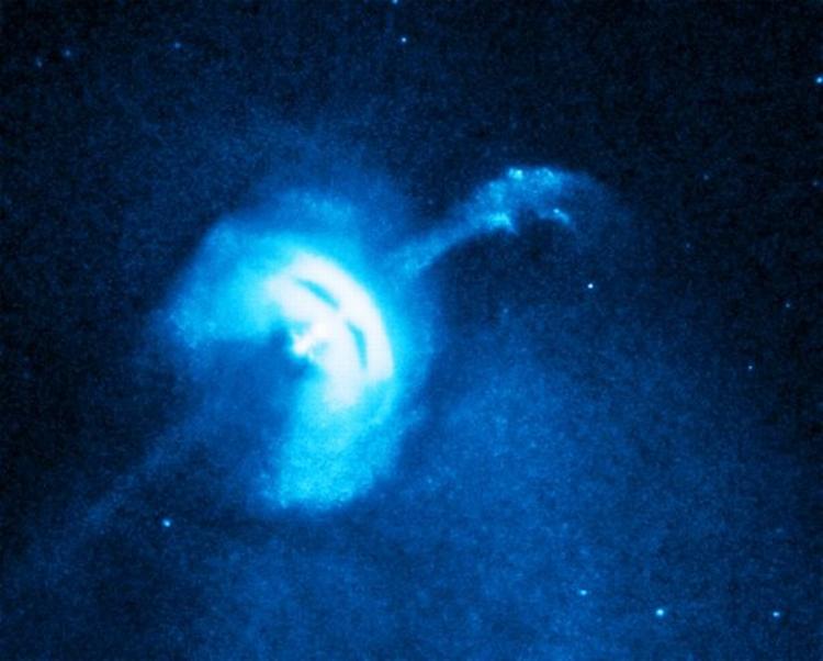NEUTRONSTJERNE. Vela-pulsaren fotograferet af den amerikanske rumsonde. 