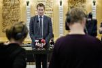Farvel. Thomas Banke forklarer sig på et pressemøde på Fredericia Rådhus. 
