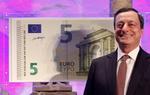 Formand for Den Europæiske Centralbank (ECB) Matio Draghi præsenterede den nye euroseddel tile n værdi af 5 euro på en pressekonference hos Archäologisches Museum i Frankfurt am Main i går. 