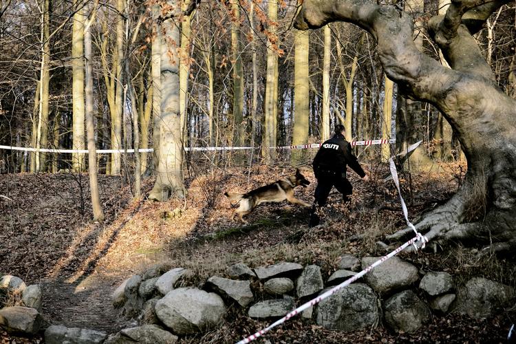 EFTERFORSKNING. Betjent undersøger gerningsstedet efter skyderi i hareskovby søndag. 