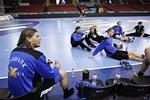 Træning. Mikkel Hansen og co. i VM-hallen i Sevilla torsdag eftermiddag. 