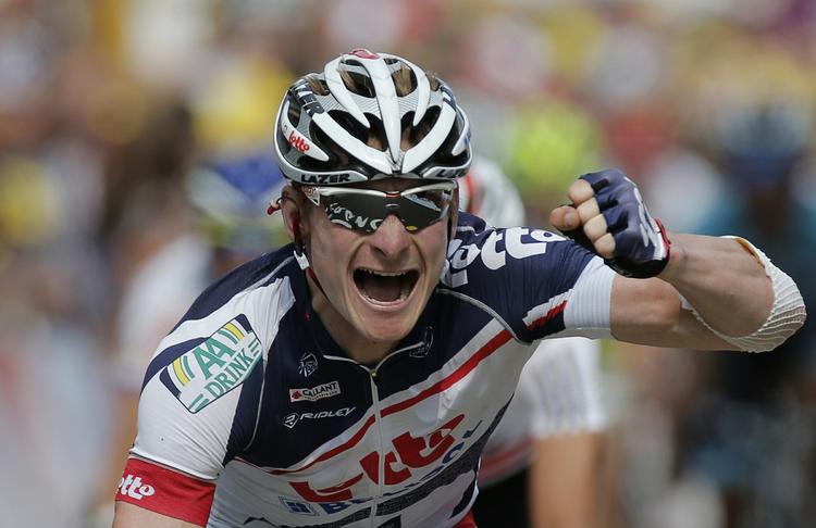 Vinder. Tyske André Greipel (Lotto-Belisol), der her jubler efter en etapesejr under Tour de France i 2012 slog samtlige konkurrenter i den første etape af Tour Down Under. 