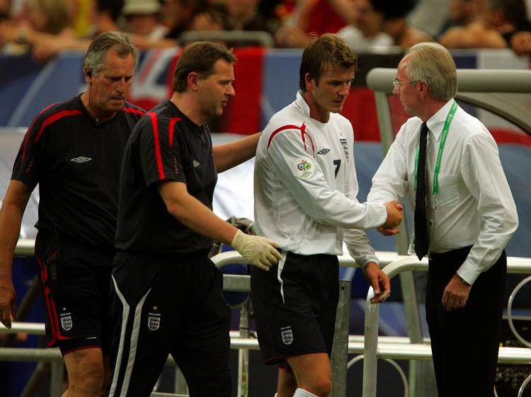 Fortiden. Eriksson og Beckhams engelske samarbejde sluttede med VM-kvartfinalenederlaget til Portugal i 2006. 