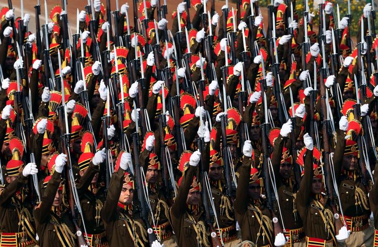 Politimænd i New Delhi til en prøvemarch forud for Republikkens dag  26. januar. 