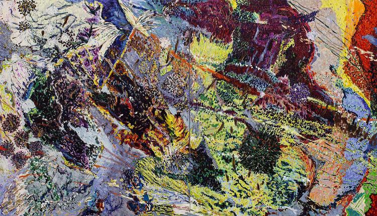 Farver. Med sine mål: 230 x 400 cm er Carsten von Würdens maleri 'Koral- galaksen' fra 2012 et af de store værker på udstillingen. Det er blevet en naturlig nabo til Inge Lise Westmans 5 meter brede maleri 'Morgenhavet'. 