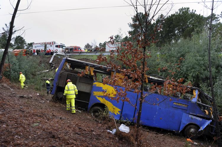 glat. Det er angiveligt de regnvåde veje, som er skyld i, at chaufføren ikke kunne holde bussen på vejen. 