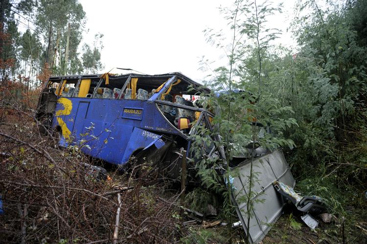 dødsulykke. Det formodes at være glat føre, som har fået bussen til at køre ud over skrænten. 